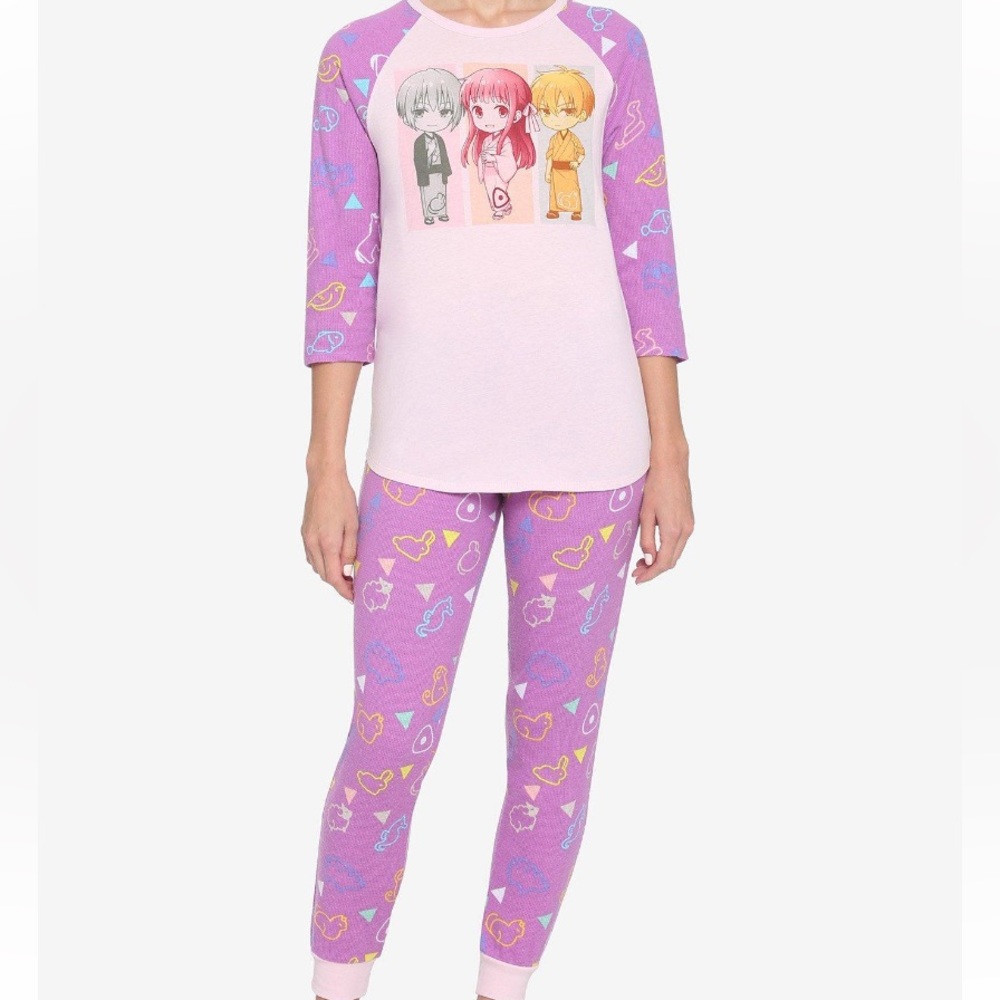 Hot Topic Fruits Basket Lavender Thermal Pajama Sleep Set